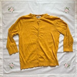 ⟡ Loft Mustard Yellow Button-Up Cardigan ⟡